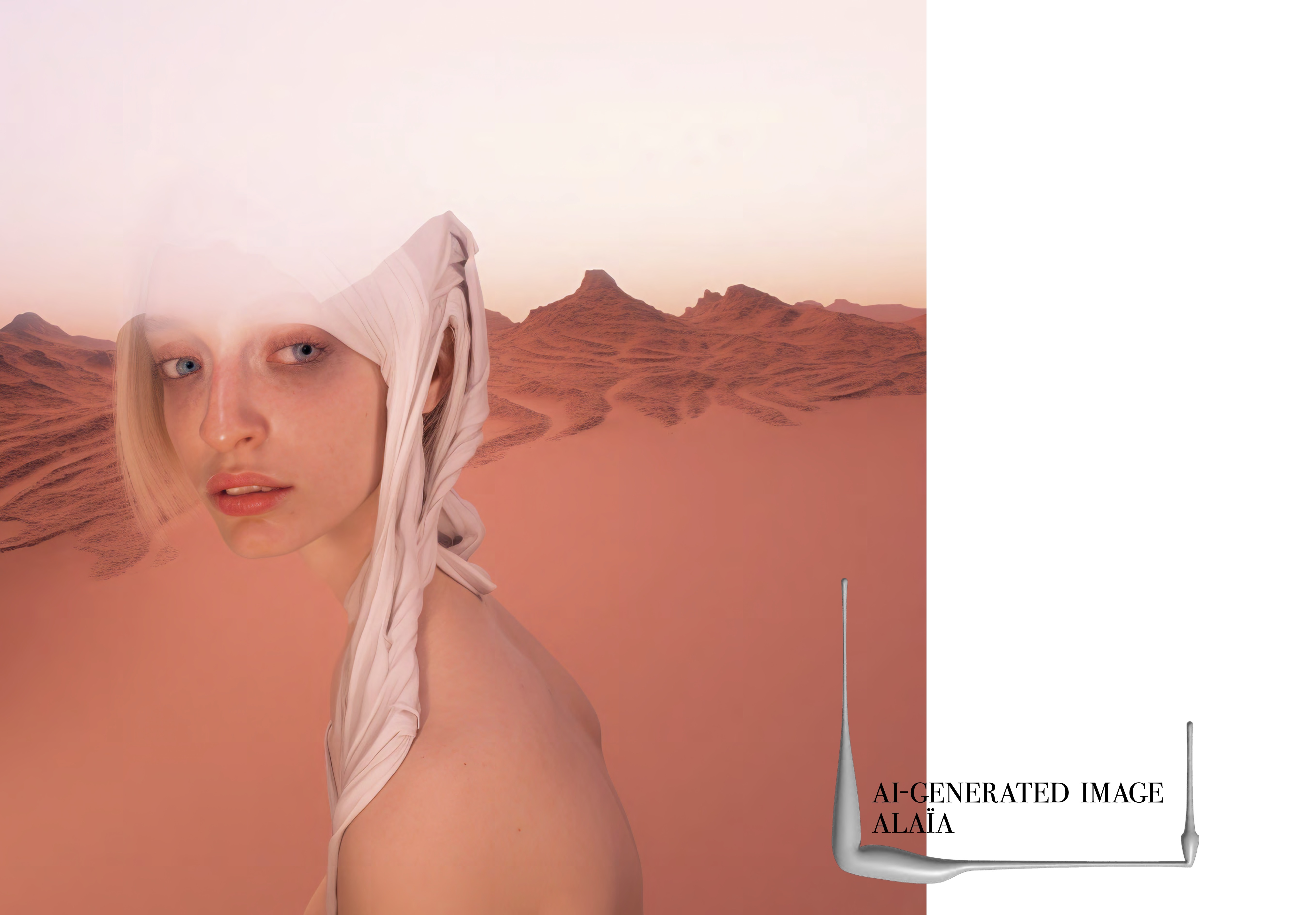 AI-generated fashion image - Alaia desert scene
