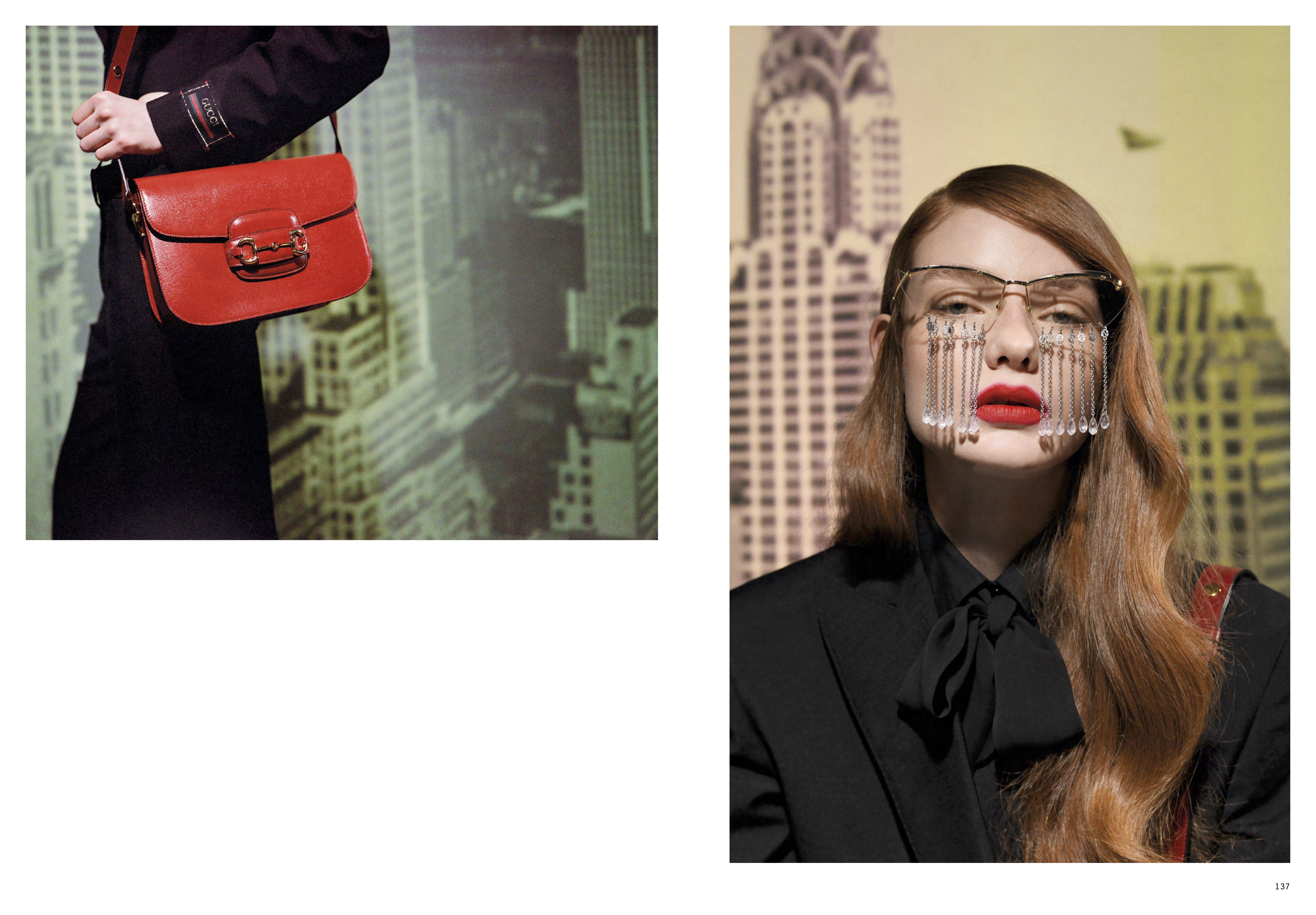 Gucci Spring 2023 retroprojection editorial - chain-fringe sunglasses detail
