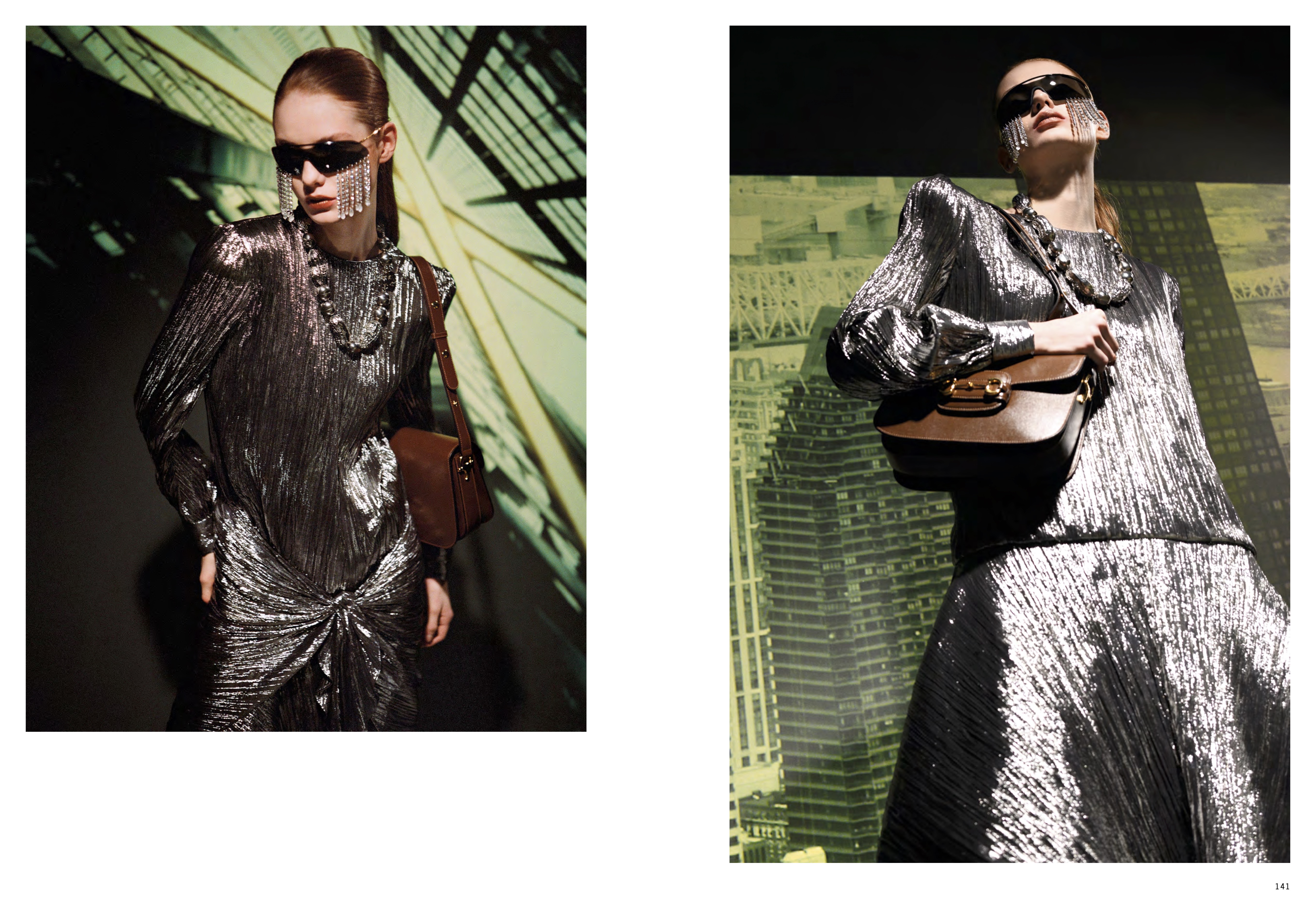 Gucci Spring 2023 retroprojection editorial - metallic sequined pieces
